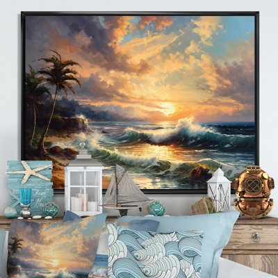 Mauve et vert, rivages chatoyants - plage, art mural sur toile