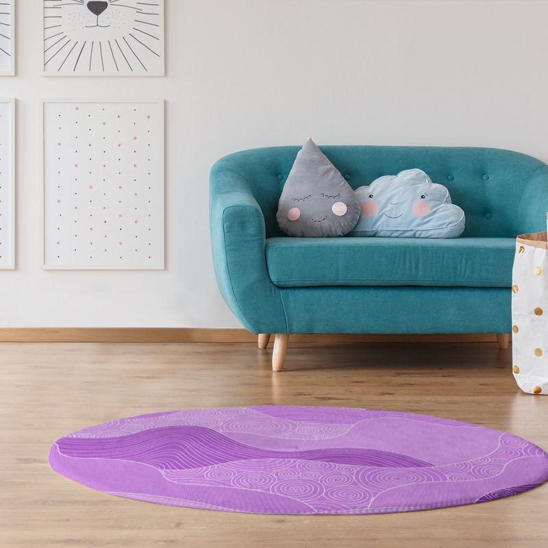 Tapis mauve à la main vagues, Rectangle 3 pi x 5 pi