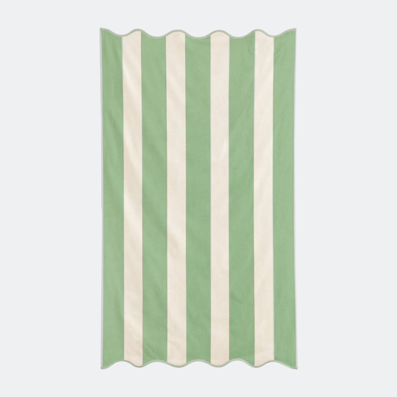 Scalloped Stripe Beach Towel, Green