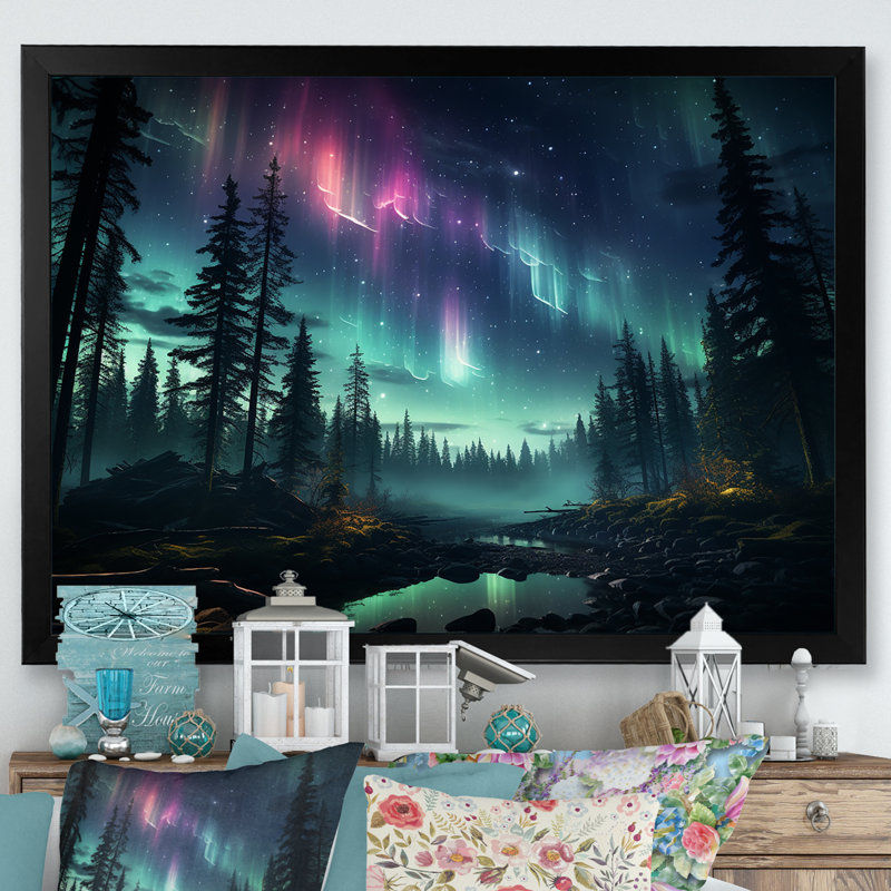 «Kawaii Borealis In Canada I - Aurora Borealis», art mural sur toile_106530, Cadre photo noir, H 30 po x l 40 po x P 1,5 po
