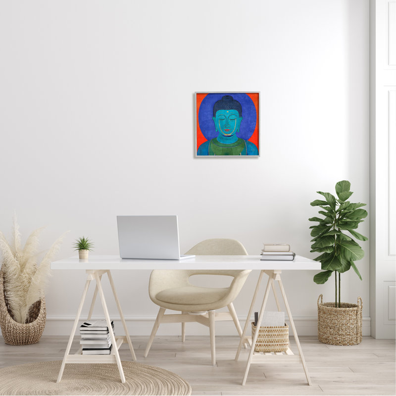 Vivid Buddha Portrait, estampe numérique encadrée par Elena Ray, Estampe numérique Farmhouse, H 17 po x l 17 po x P 1,5 po