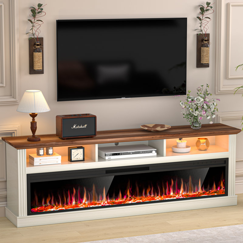 Fireplace Tv Stand For Tvs With Electric Fireplace, Entertainment Center,led Light Tv Consoles For Living Room,farmhouse Media Console Table