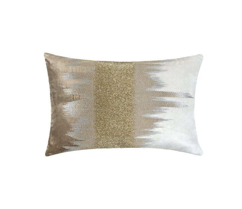 Mira Velvet Pillow Cover & Insert, Ivory, 14” H x 20” W, Rectangular
