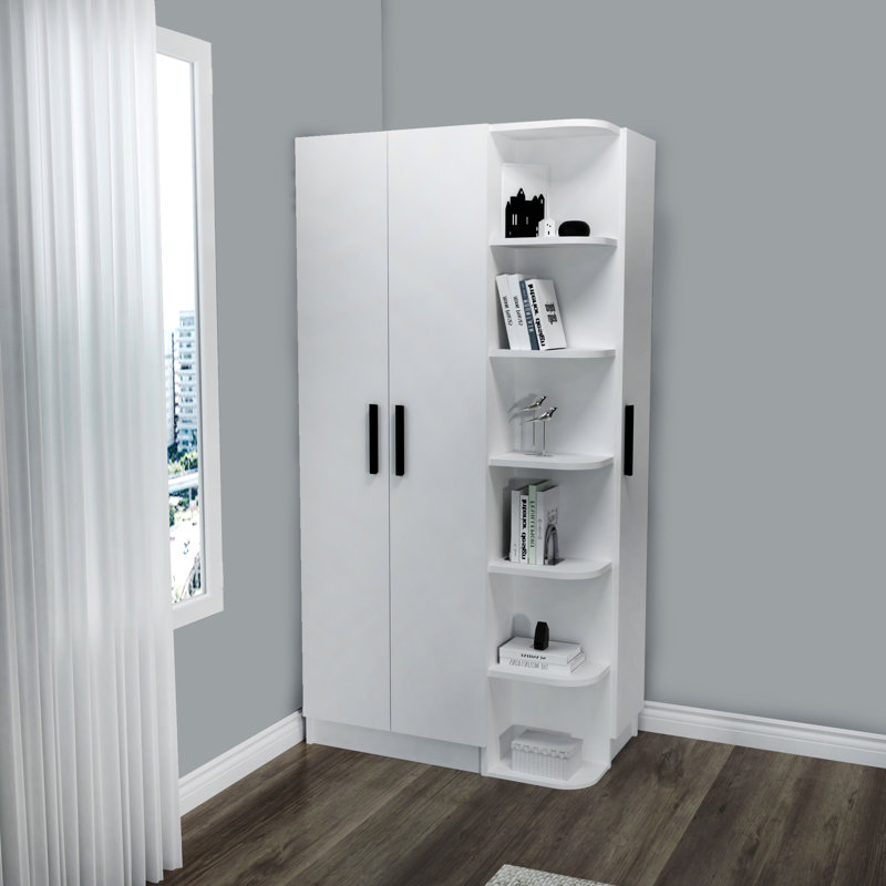 Edinboro 3 Door Manufactured Wood Wardrobe, White, Right Hand