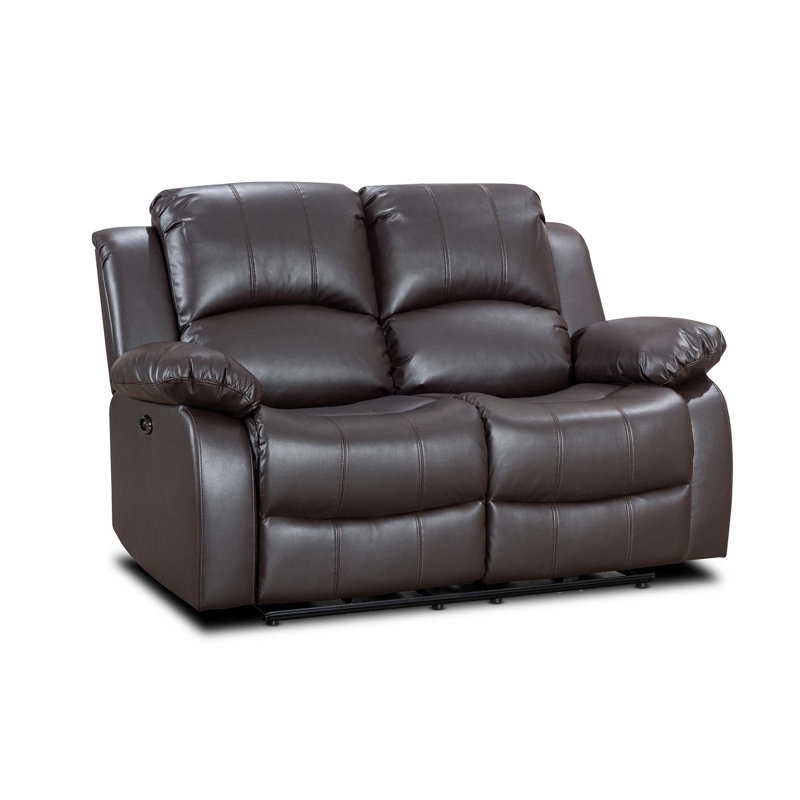 Lowell Faux Leather Reclining Loveseat, Lowell Brown Faux Leather , 2