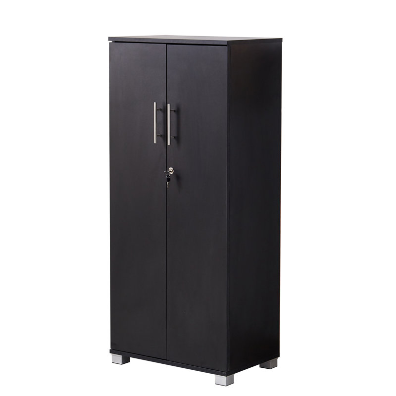 Saravia 49.2” Tall Locking Storage Cabinet w/ 3 Shelves & Adjustable Leveling Feet — 2-Door Utility Cupboard for Home Office, Pantry, Laundry, Mudroom or Garage