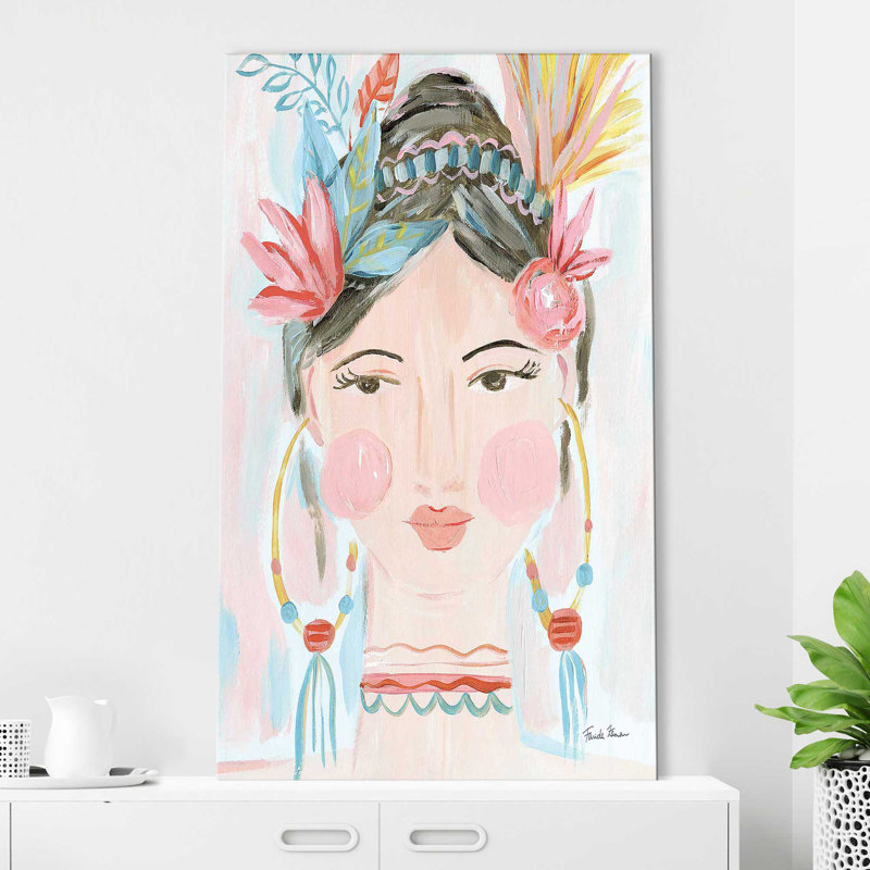 Boho Lady II - peinture, Toile tendue, H 40 po x l 24 po x P 1,5 po