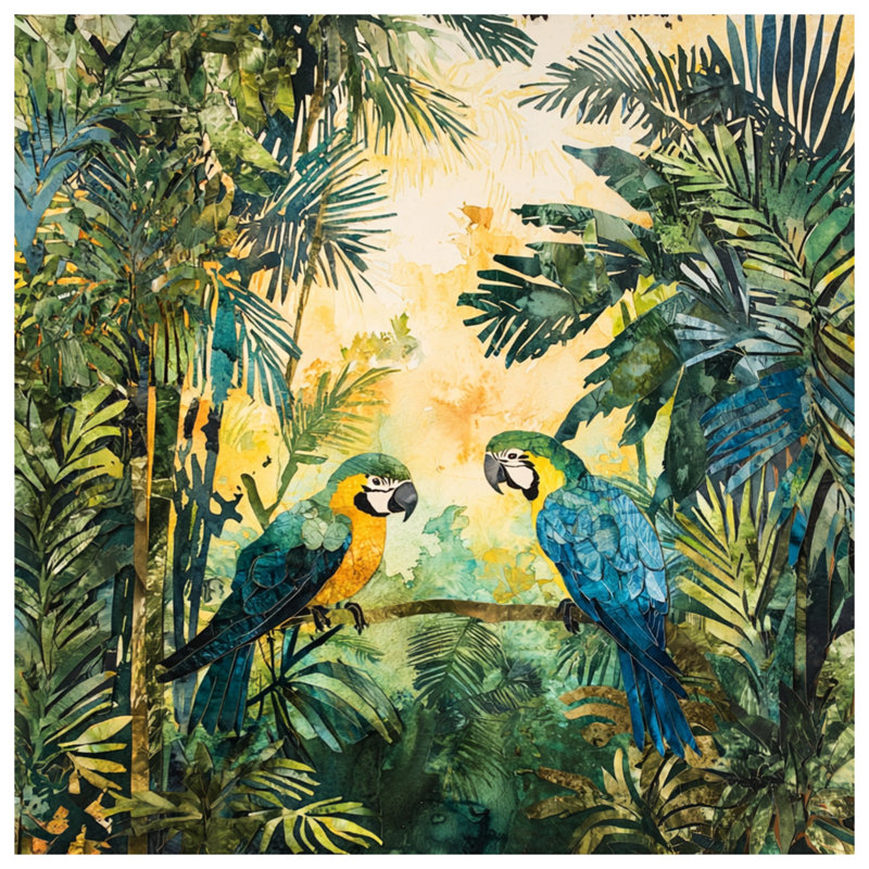 Perroquets tropicaux dans la jungle, Grand lit