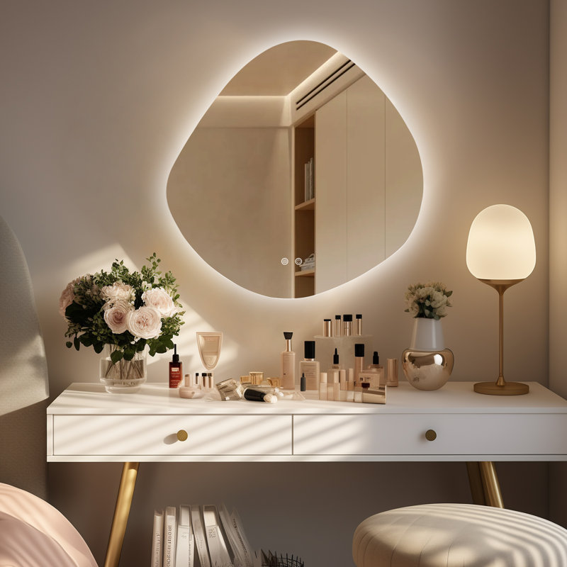 Miroir DEL pour salle de bain asymétrique 30 po x 30 po, 30 po x 30 po