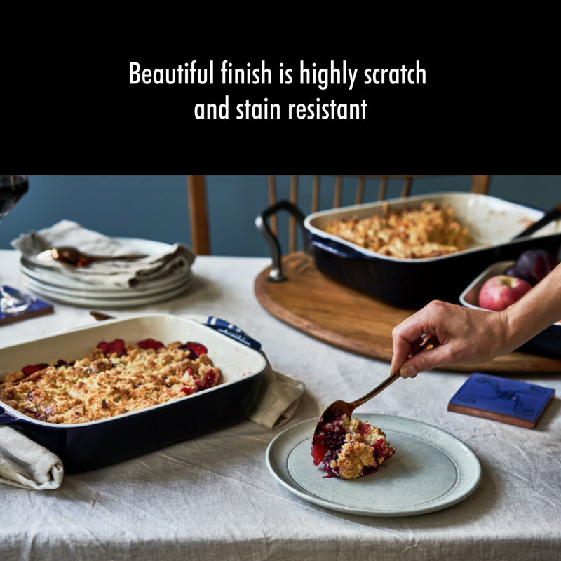 Staub Ceramic 2-piece Rectangular Baking Dish Set, Dark Blue