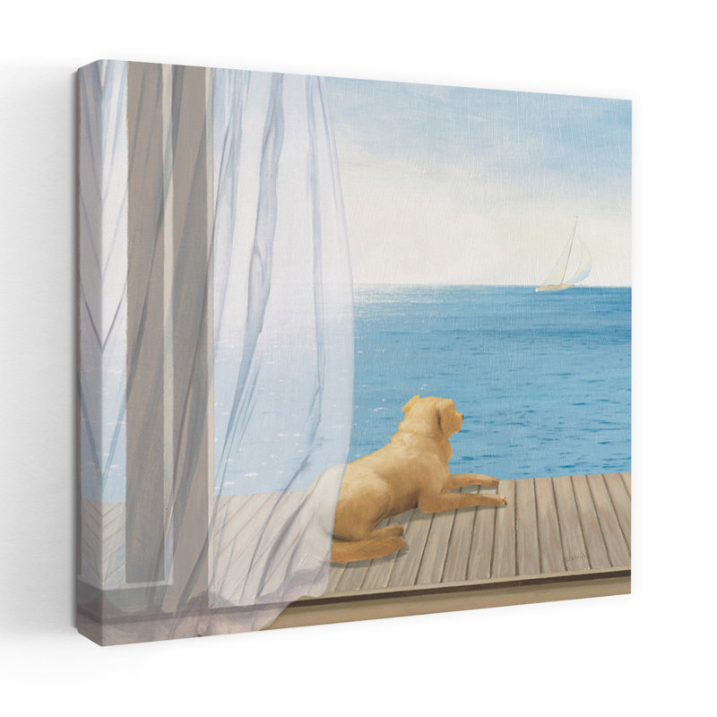 Brise côtière bleue avec animaux, art bleu, H 48 po x l 48 po