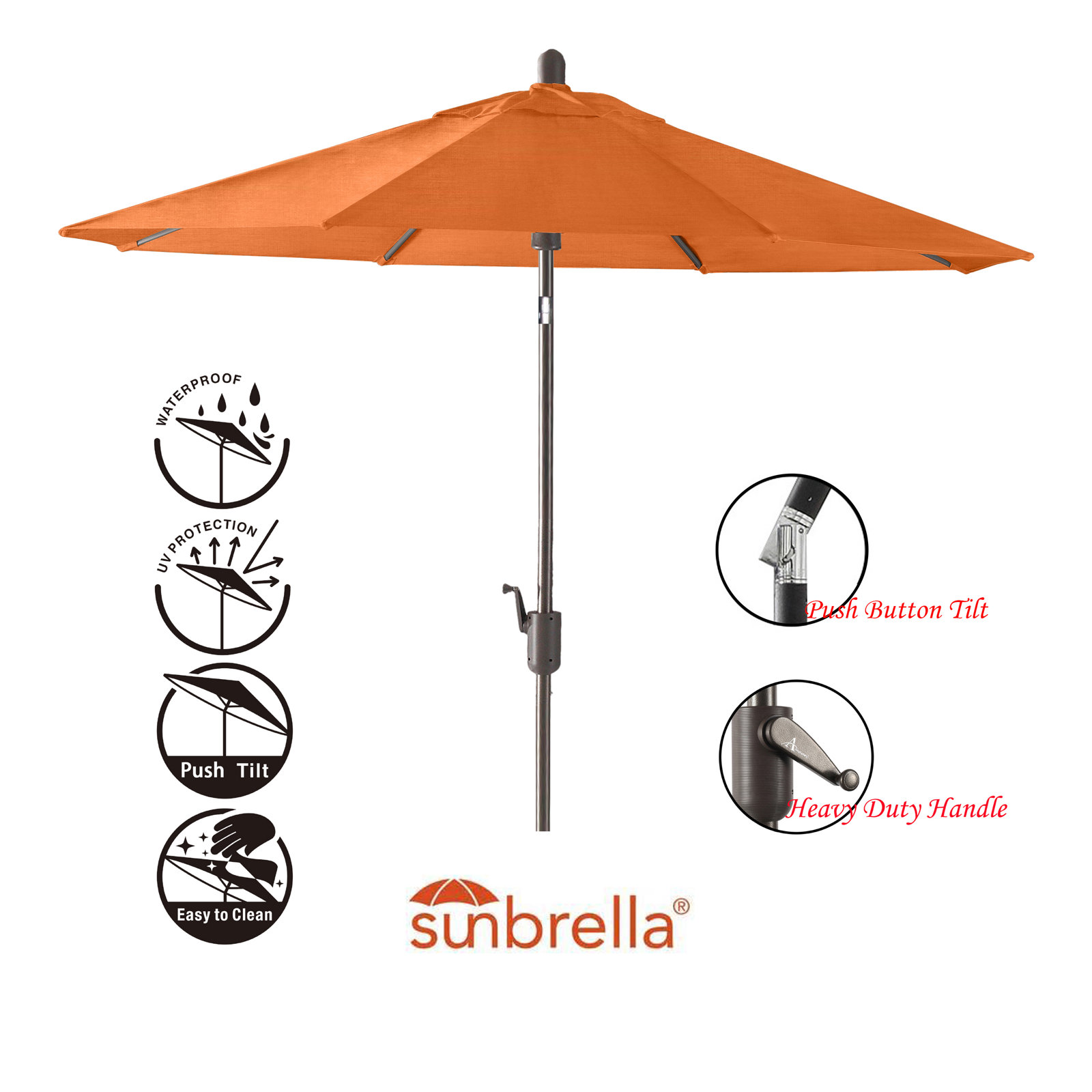 Natalie 8.7' Sunbrella® Market Umbrella, Antique Bronze, Canvas Tuscan Sunbrella® Canvas