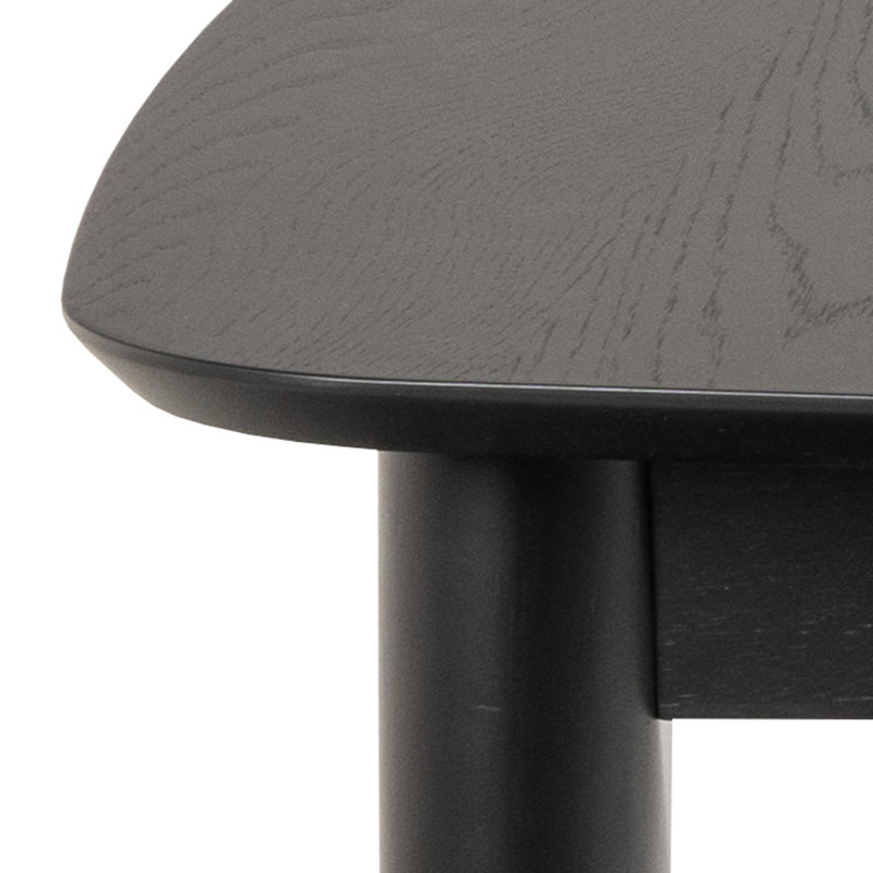 Molene Extendable Oak Solid Wood Base Dining Table, Black