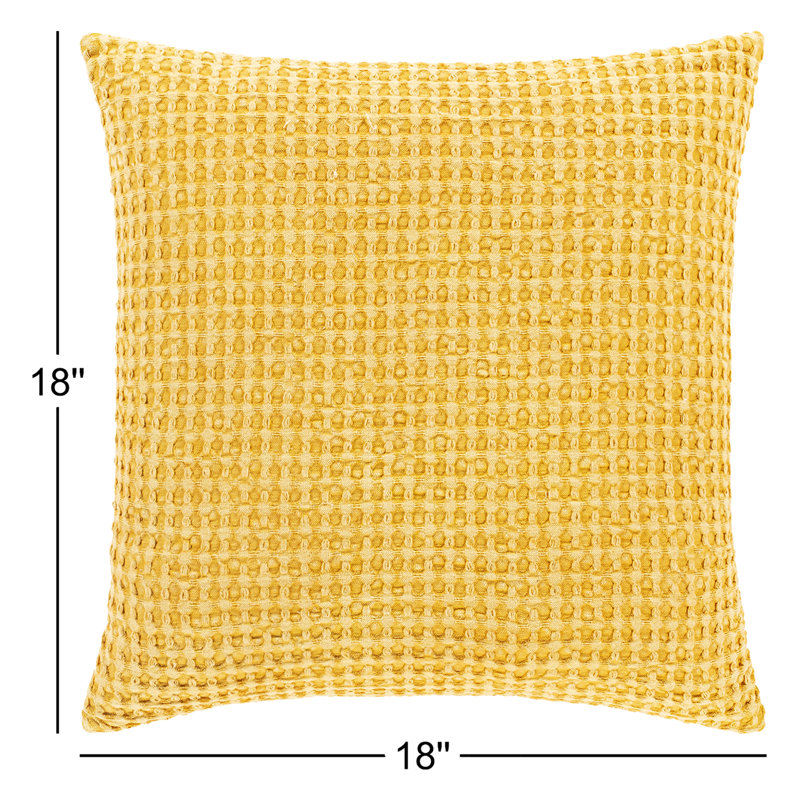 Coussin en coton Kappa, Safran, 18 po x 18 po, Polyester / bourre en polyester