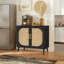 Buffet Busard Buffet avec 2 portes et 4 compartiments de rangement, armoire d'appoint avec pieds en bois massif et tablettes réglables-1318441785