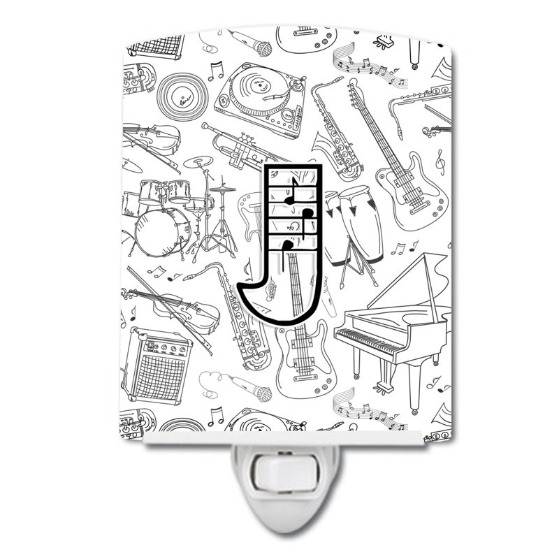 « musical note letter », éclairage de nuit en céramique, J
