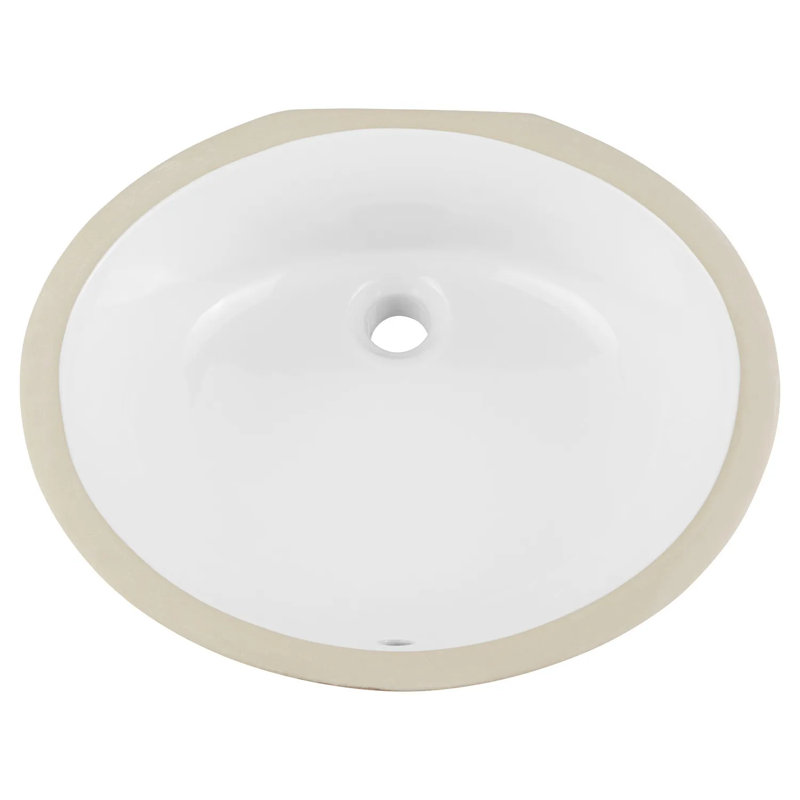 Mangrove 17" Oval Porcelain Undermount Bathroom Sink Glazed Underside, White