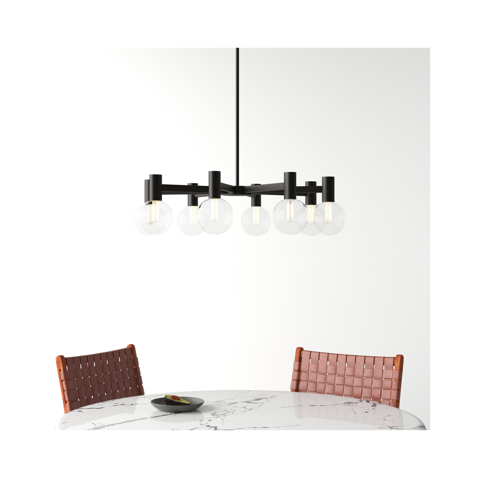 Rorem Chandelier, 8 Lights, Matte Black