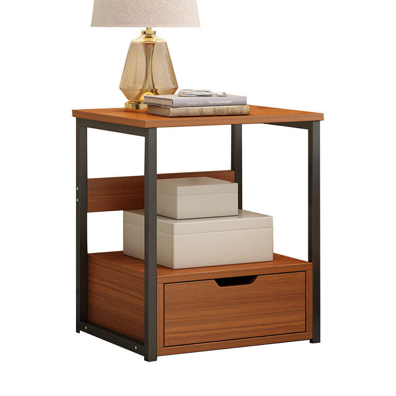 Rucsandra 15.7'' W Metal Nightstand, Coffee