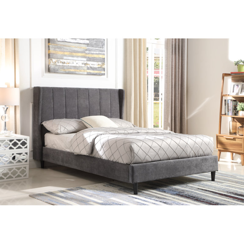 Swithun Upholstered Bed Frame, Kingsize (5'), Grey Velvet