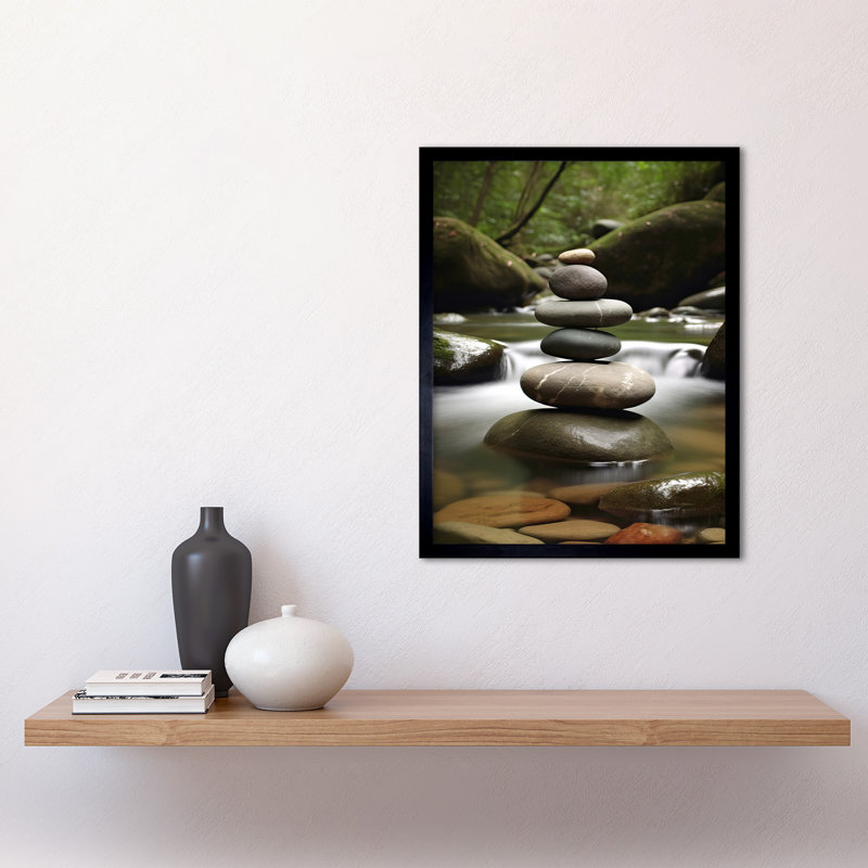 Meaker Zen Massage Stone Waterfall River Nature Beauty Salon - Single Picture Frame Print