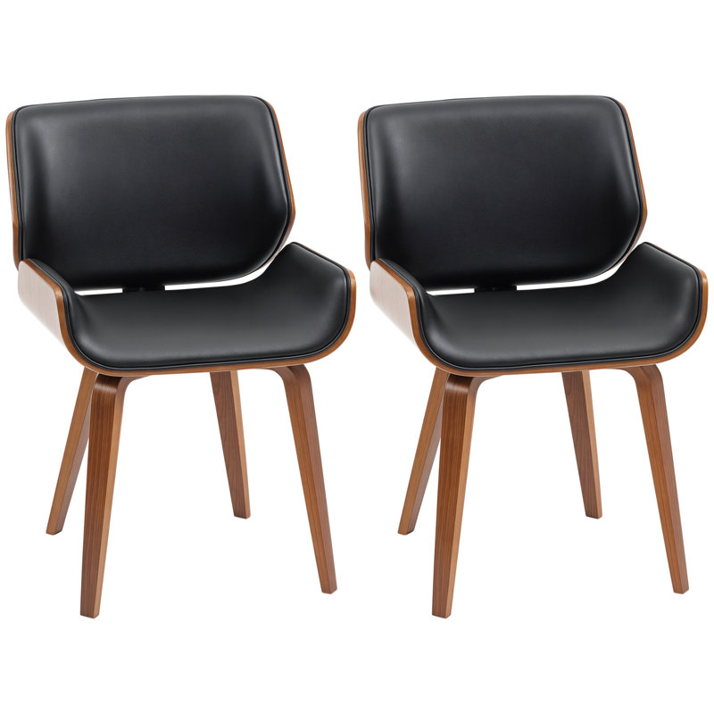 Ensemble de 2 chaises de salle à manger en cuir PU, noir