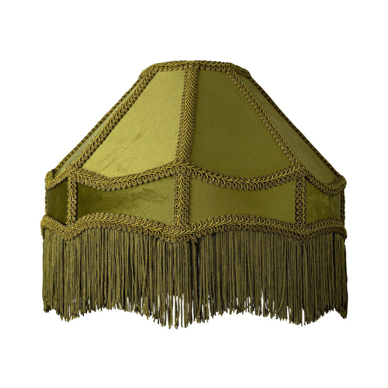 19cm H Velvet Empire Lamp Shade ( No Direct Attachment Method ), Olive Green