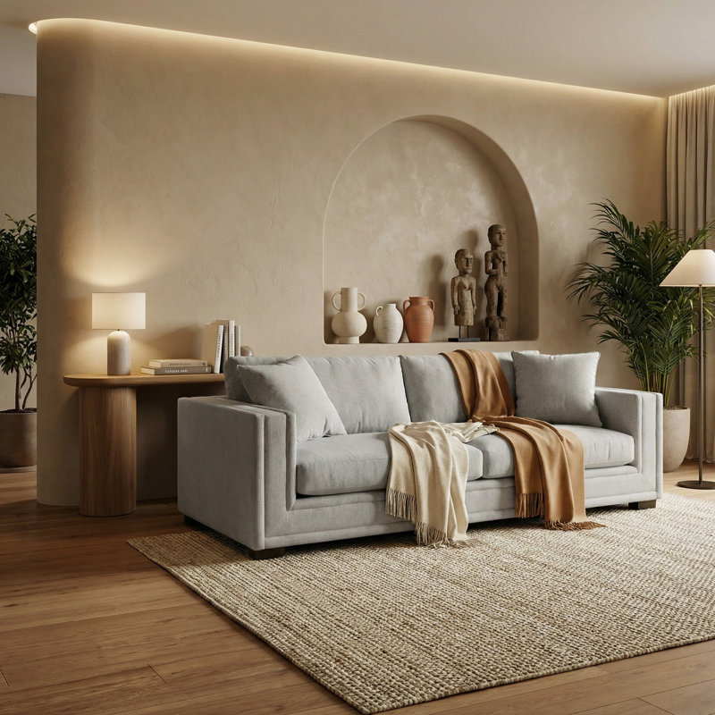 Luca 107" Square Arm Sofa with Reversible Cushions, Natural