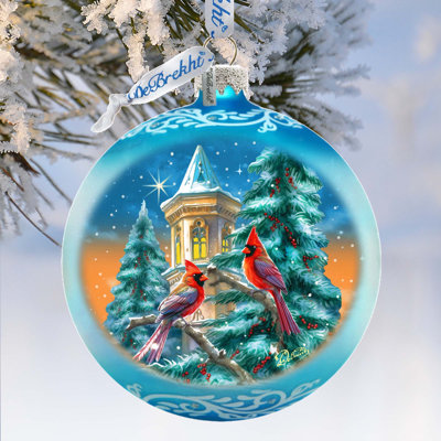 Ornement de Noël en verre mercurisé « Cardinal Night Serenade » de G. Debrekht