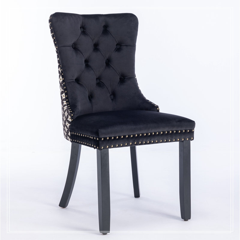 Classic Velvet Dining Chairs,  High-end Tufted Solid Wood Contemporary Velvet Upholstered Dining, Black