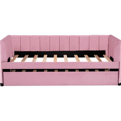 Chic Pink Twin Daybed With Ergonomic For A Peaceful Sleep And Trundle Option Stylish Size Upholstery Design