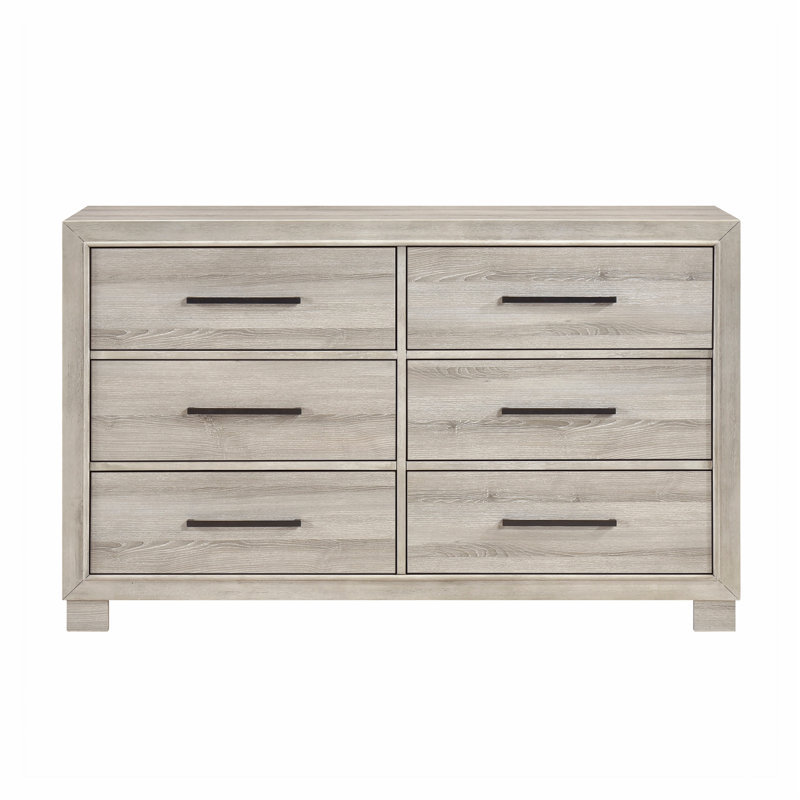 Commode à six tiroirs, commode en bois pour chambre à coucher