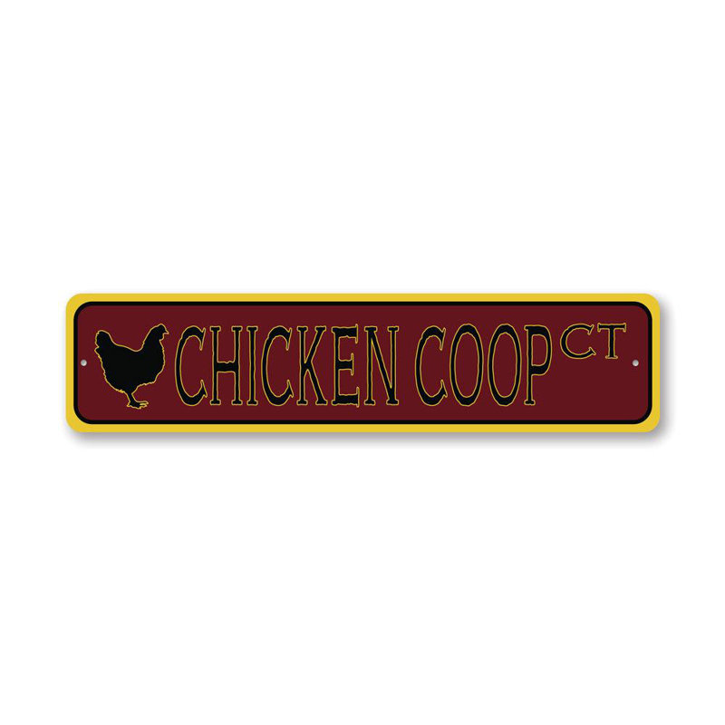 Chicken Coop Street Aluminum Sign, 4" H x 18" W x 0.04" D