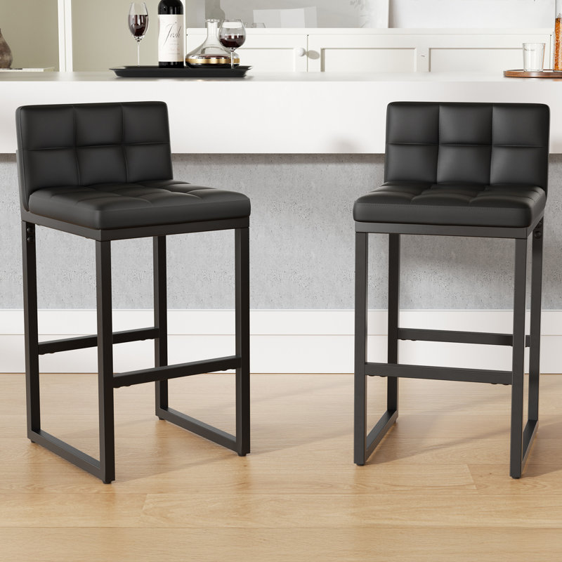 Counter Stool with Metal Frame, Black