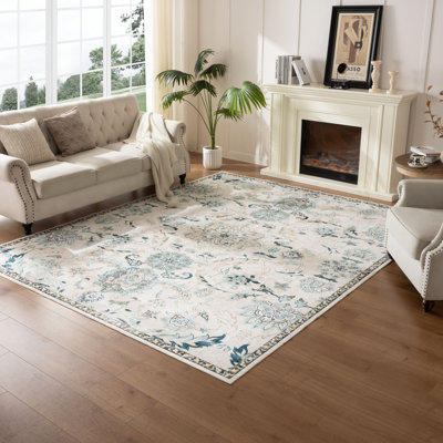 Machine Washable Vintage Area Rug - Soft Carpet With Non-slip Backing For Living Room, Bedroom, Office