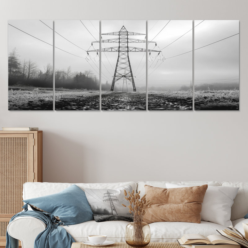«Monura» gris hiver électrique Aura Power Lines - ensemble de reproductions d'art mural Power Lines, H 32 po x l 80 po