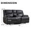 Causeuse inclinable de luxe en cuir véritable de 74 po de largeur avec porte-gobelets et console de rangement (ensemble de 2)-306006551