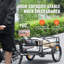 Remorque porte-vélo avec capacité de charge de 160 lb, conception pliable, attelage universel, roues de 16 pouces et caractéristiques de sécurité réfléchissantes.