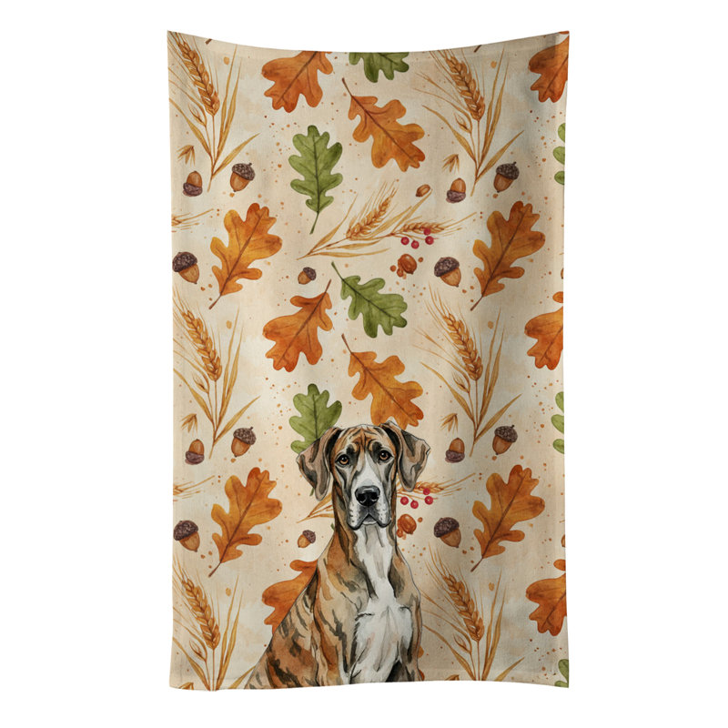 Brindle Great Dane Heirloom Fall Kitchen Towel, Brindle Great Dane