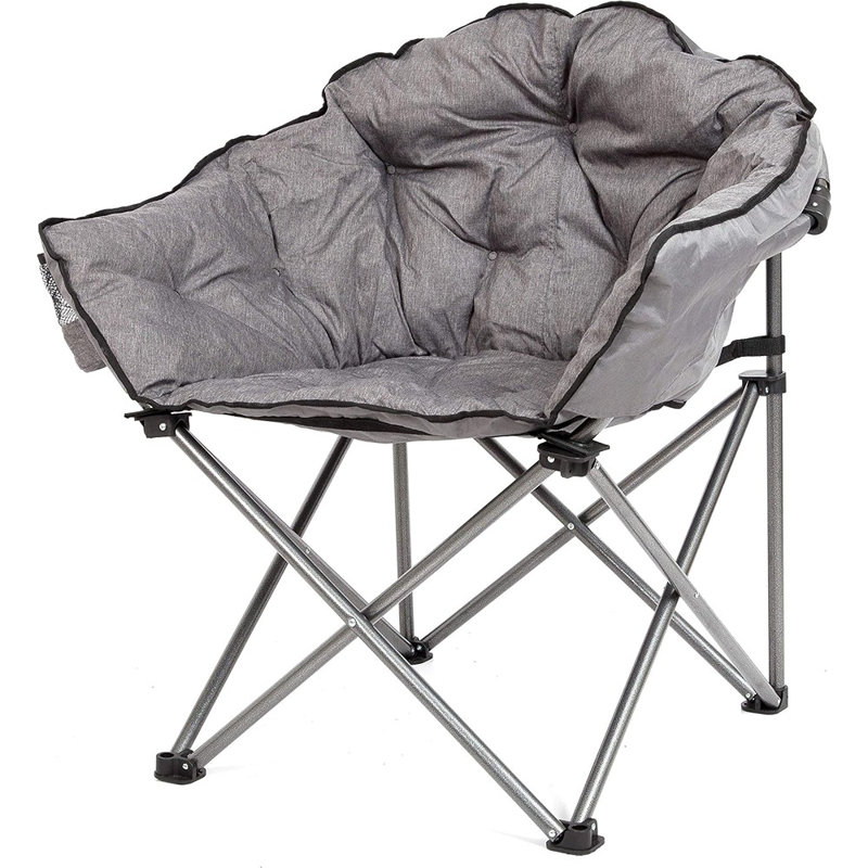 Fauteuil club de patio pliant rembourré et rembourré, gris