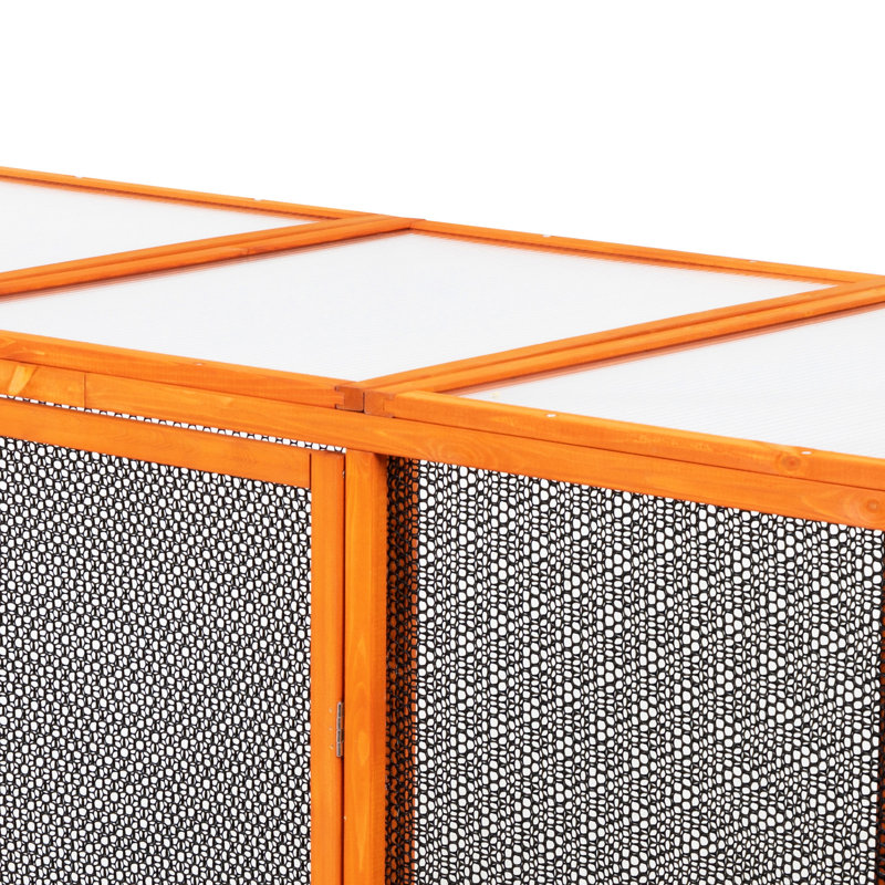 Volière pour chat détachable avec dessus imperméable et 3 plateformes de rebond - aire de saut orange