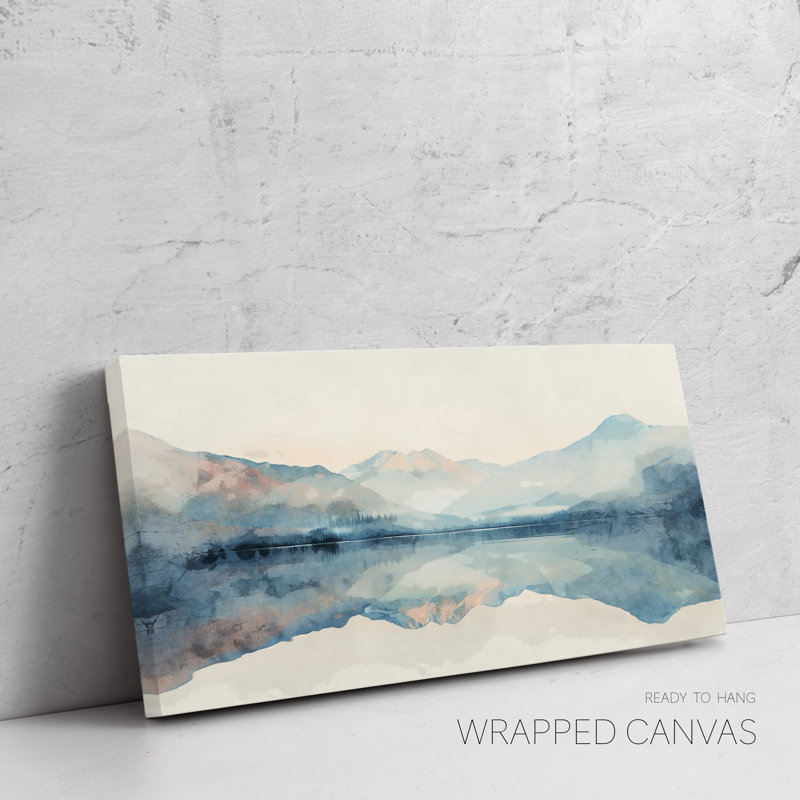 Vue panoramique de la vallée de la montagne bleue, reproduction d'art à l'aquarelle, paysage aquarelle de Misty Rolling Hills