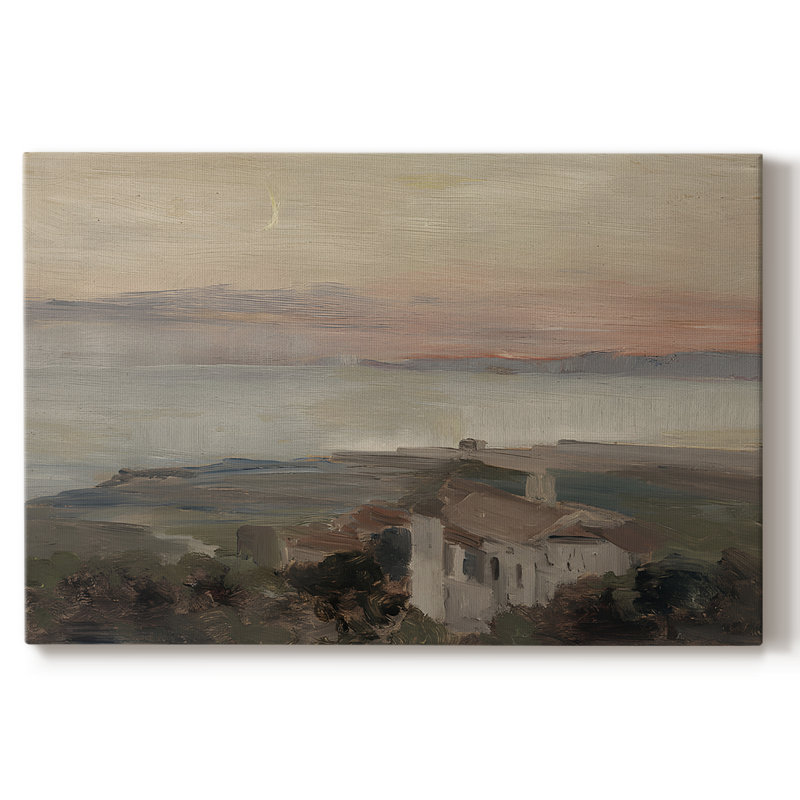 Paysage rétro - CCDXX III - Toile tendue avec châssis, Toile tendue, H 13 po x l 19 po x P 1,5 po