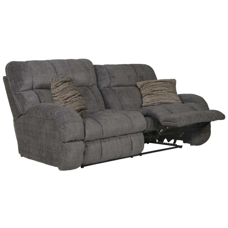 Annaliisa Upholstered 93'' Reclining Sofa, Gray Polyester, Manual