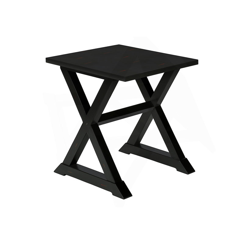 Table d'appoint transitionnelle polyvalente avec base à tréteaux, parfaite pour le salon et la chambre à coucher, plateau carré spacieux.
