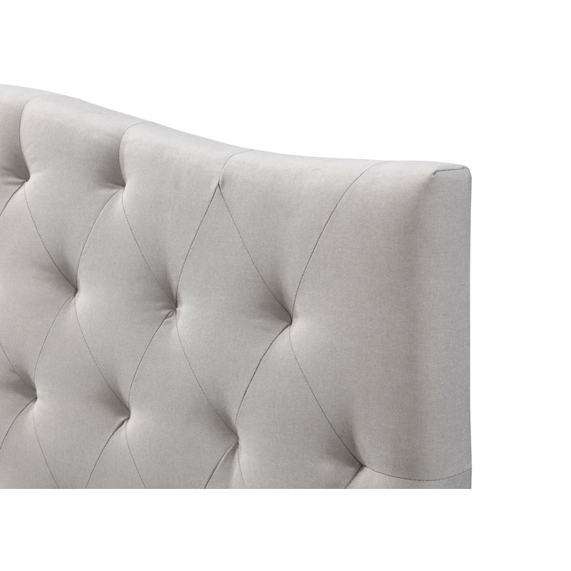 Nathan Tufted Upholstered Low Profile Platform Bed, Sand Beige, Queen