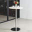 Table de bar ronde avec plateau en pierre et pieds argentés - blanc, H 39 po-60624711