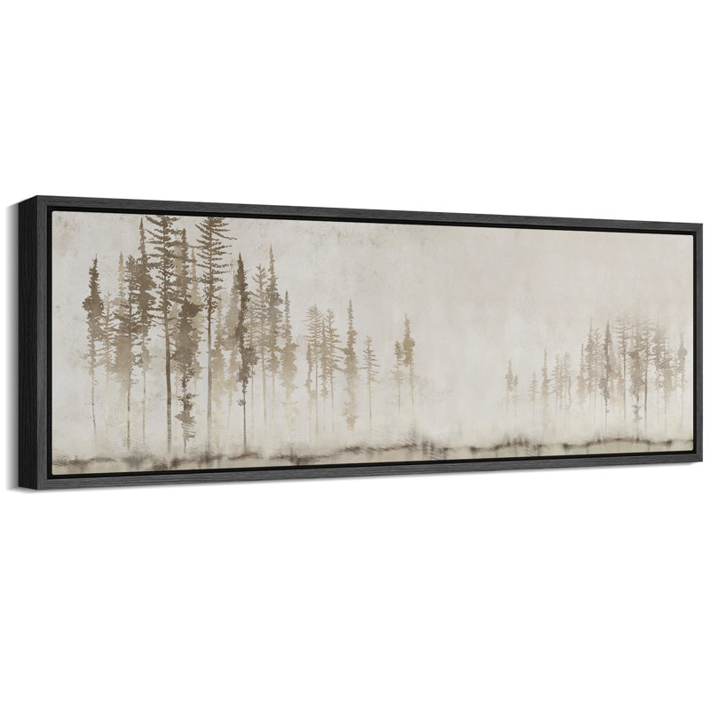 «Woodland Forest Landscape Forest Silhouette On Foggy Morning», reproduction d'art sur toile, H 20 po x l 60 po