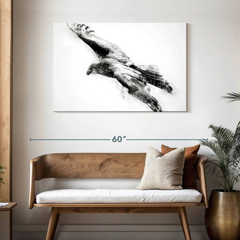 Hawk Black And White, 30" H x 45" W
