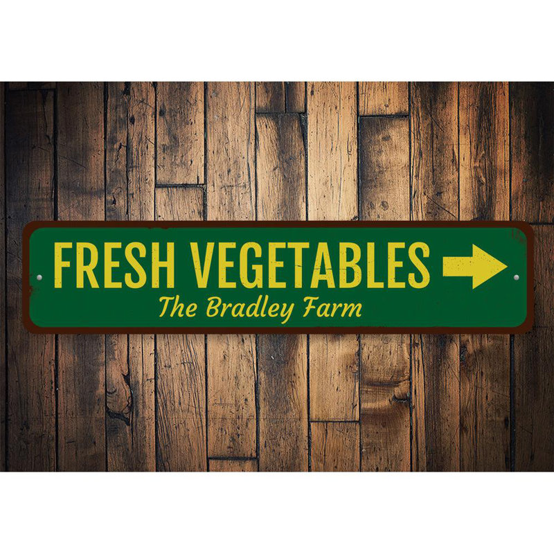 Plaque en aluminium "Fresh légumes", H 4 po x l 18 po x P 0,04 po